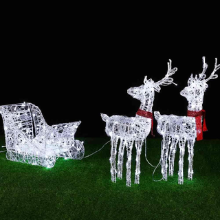 Slitta e Renne Natalizie 3D Luminose 240 Luci LED