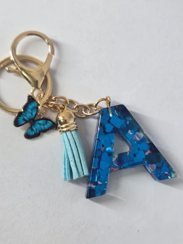 Llavero Letra A Azul Mariposa