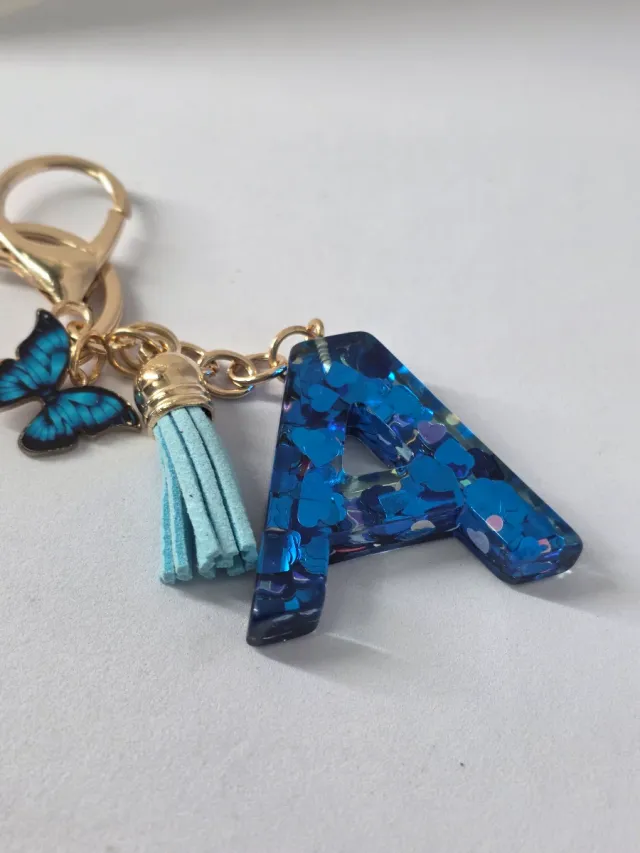 Llavero Letra A Azul Mariposa