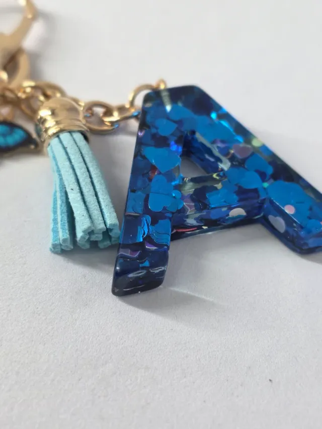 Llavero Letra A Azul Mariposa
