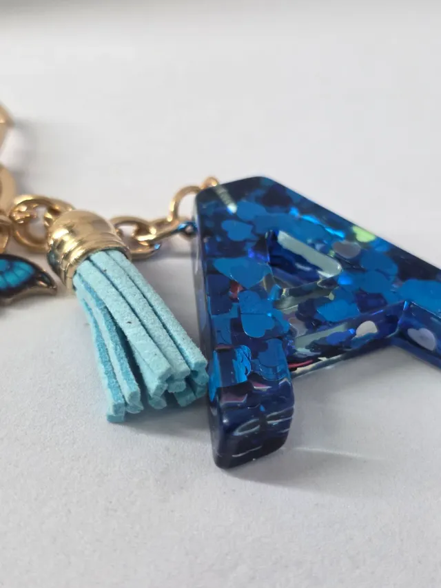 Llavero Letra A Azul Mariposa