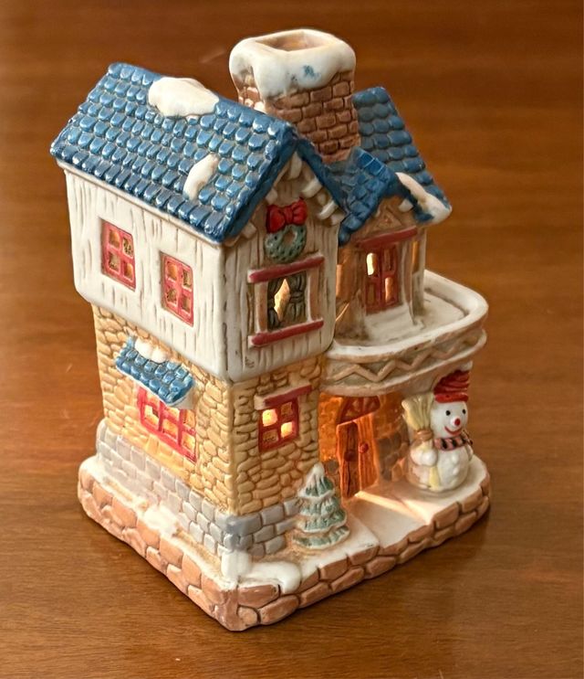 Casetta Natalizia Ceramica Porta Tea Light