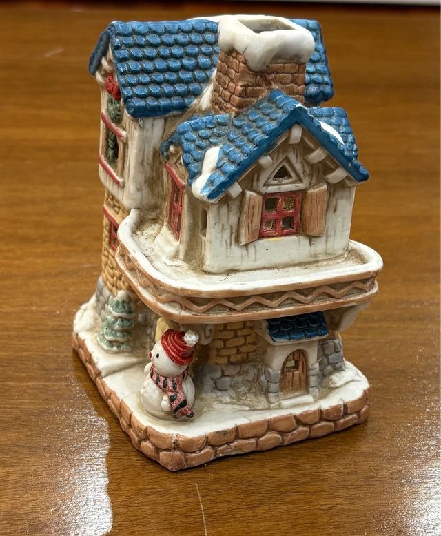 Casetta Natalizia Ceramica Porta Tea Light