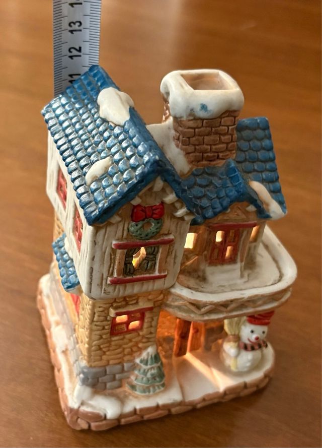 Casetta Natalizia Ceramica Porta Tea Light