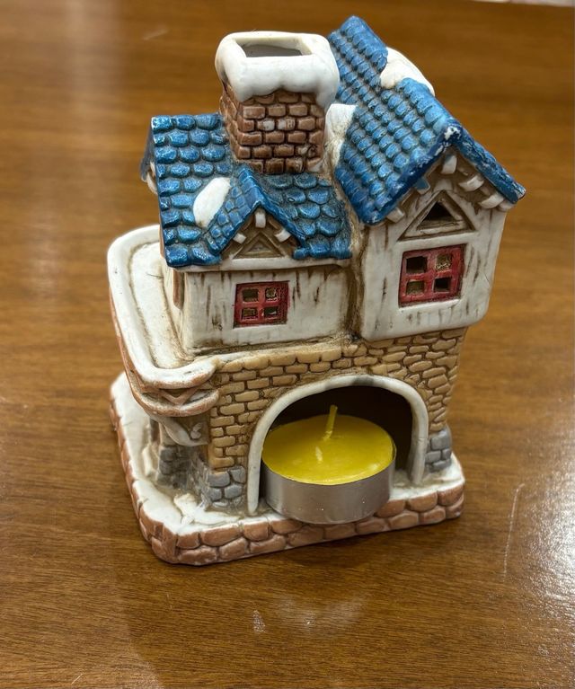 Casetta Natalizia Ceramica Porta Tea Light