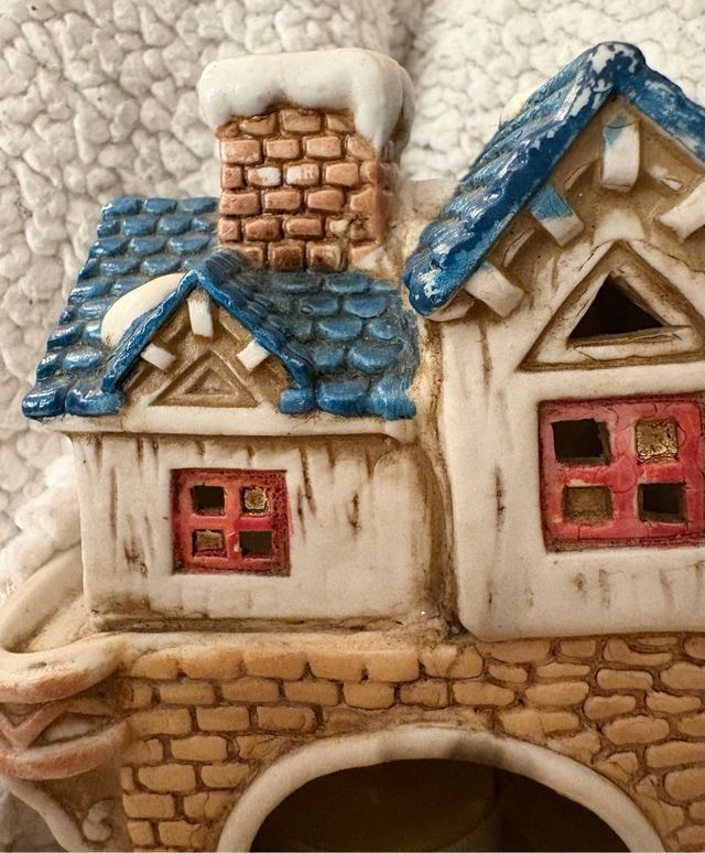 Casetta Natalizia Ceramica Porta Tea Light