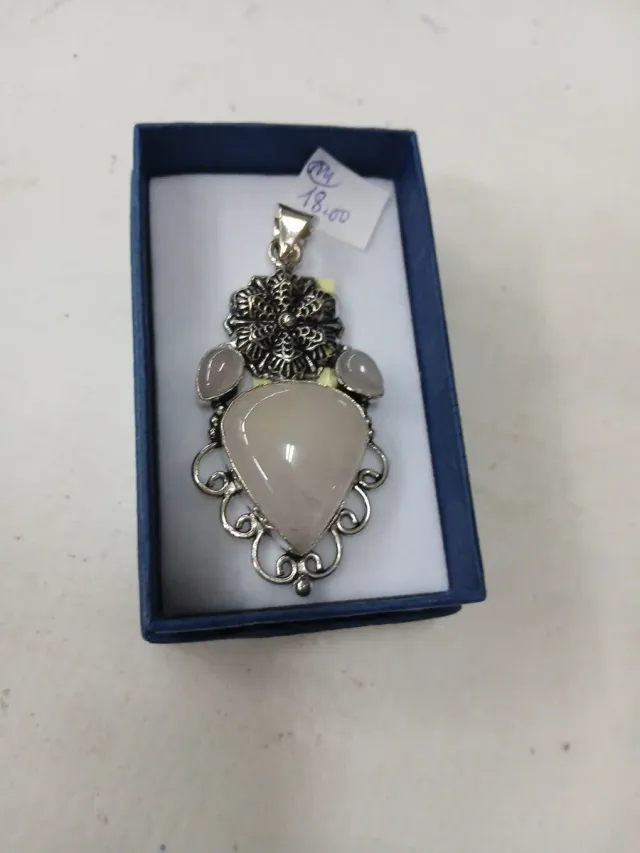 Pendente Argento 925 Indiano pietre di quarzo