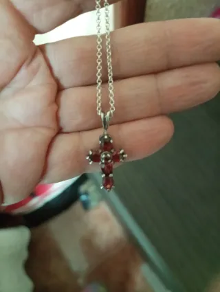 Cadena Plata Ley Cruz Rubíes