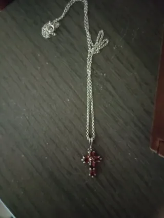 Cadena Plata Ley Cruz Rubíes