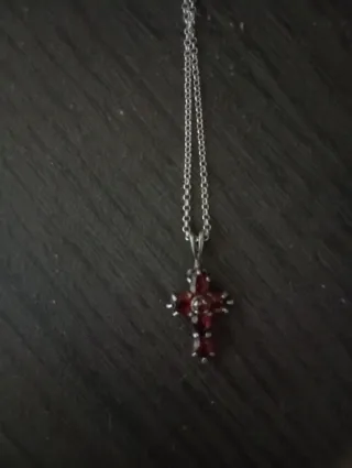 Cadena Plata Ley Cruz Rubíes