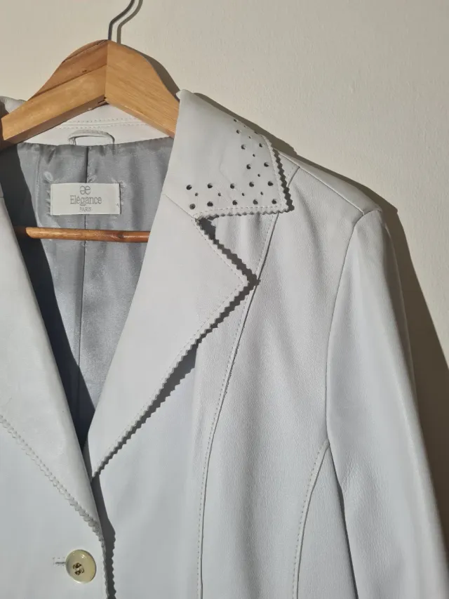 Chaqueta Elegance Paris Cuero Auténtico Blanco