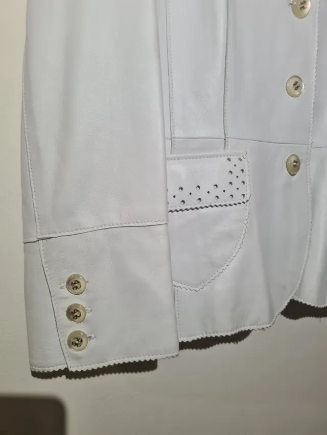 Chaqueta Elegance Paris Cuero Auténtico Blanco