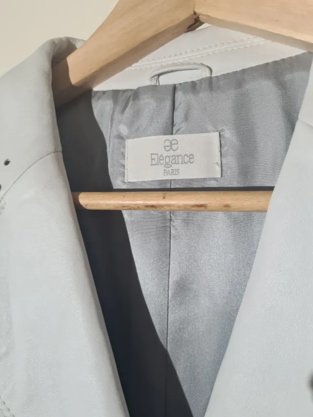 Chaqueta Elegance Paris Cuero Auténtico Blanco