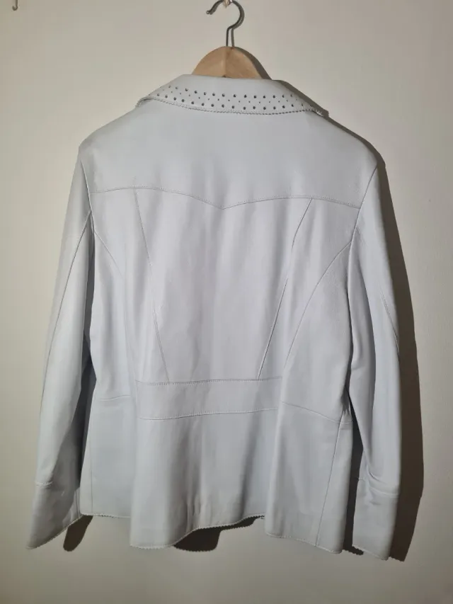 Chaqueta Elegance Paris Cuero Auténtico Blanco