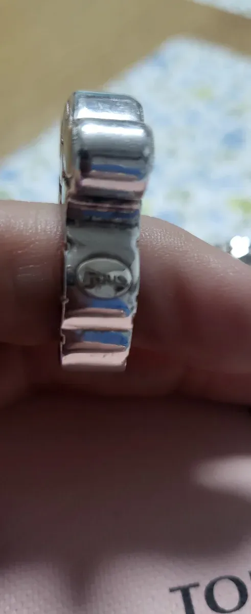 Anillo Oso Plata Onix Negro Tous Ajustable