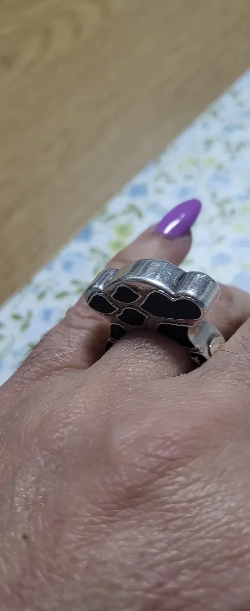 Anillo Oso Plata Onix Negro Tous Ajustable