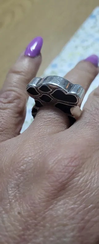 Anillo Oso Plata Onix Negro Tous Ajustable