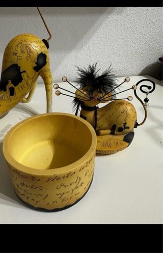 Lote 2 Joyeros Gato Amarillo y Negro