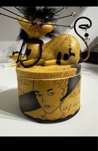 Lote 2 Joyeros Gato Amarillo y Negro