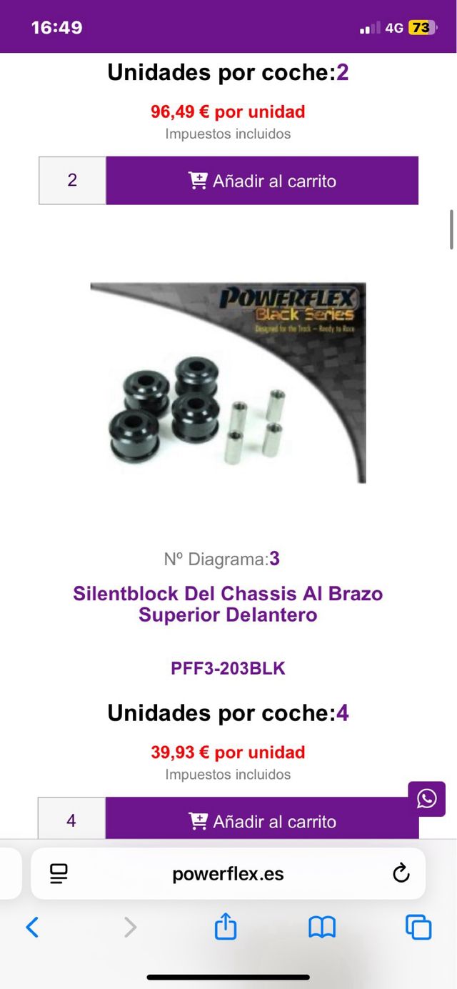 Brazos superiores audi a4 b8 powerflex