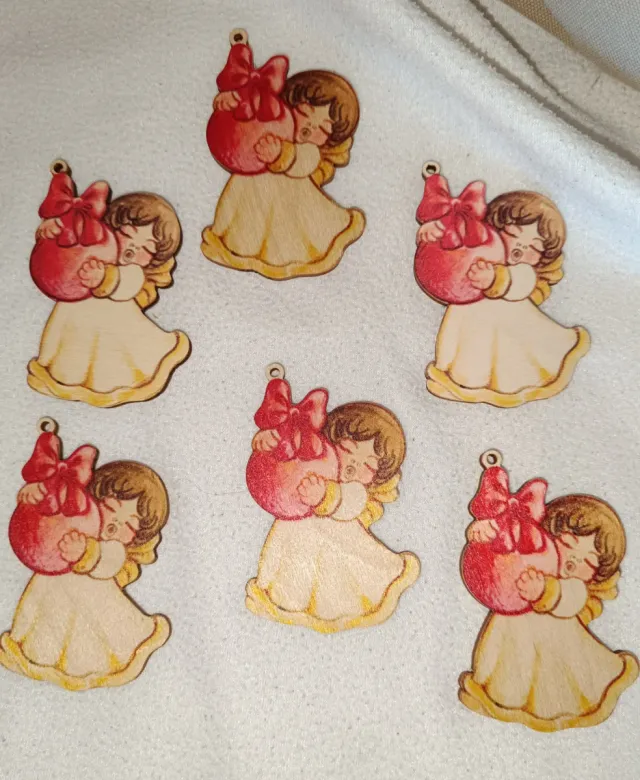 6 Addobbi Angioletti Thun Legno Natale