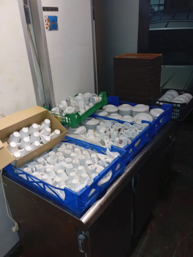 Lote de 150 tazas,14o  platos 140 bandejas