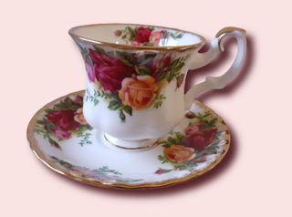 2 Tazas de café y Platillos Royal Albert Rosas