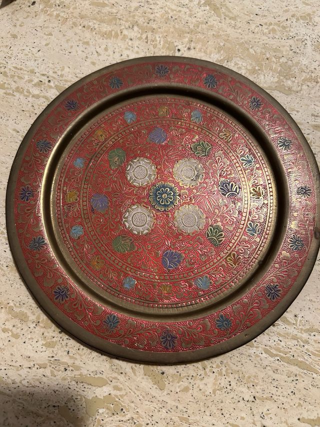 Juego té árabe mini latón y cristal