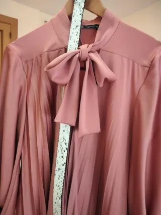 Vestido Zara L Lazo Plisado Rosa