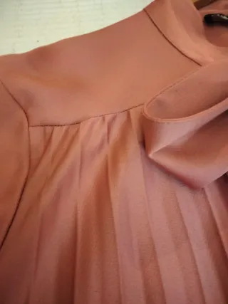 Vestido Zara L Lazo Plisado Rosa