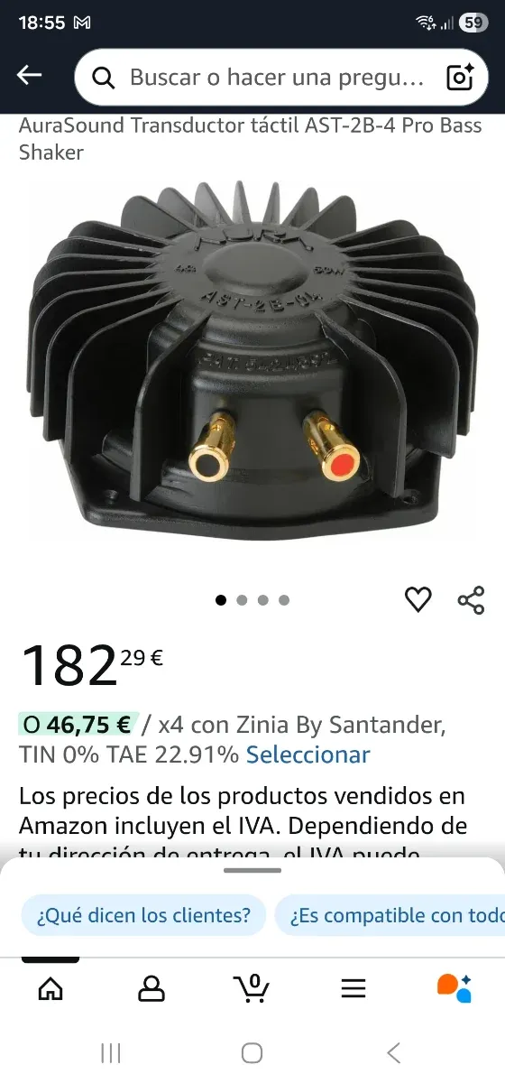 Transductor Táctil 6" Bass