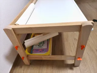 Pupitre infantil con banco madera blanco