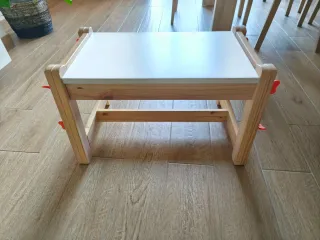 Pupitre infantil con banco madera blanco