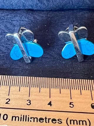 Pendientes Plata Ley Mariposa Turquesa