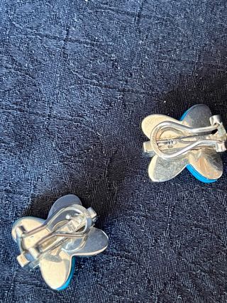 Pendientes Plata Ley Mariposa Turquesa