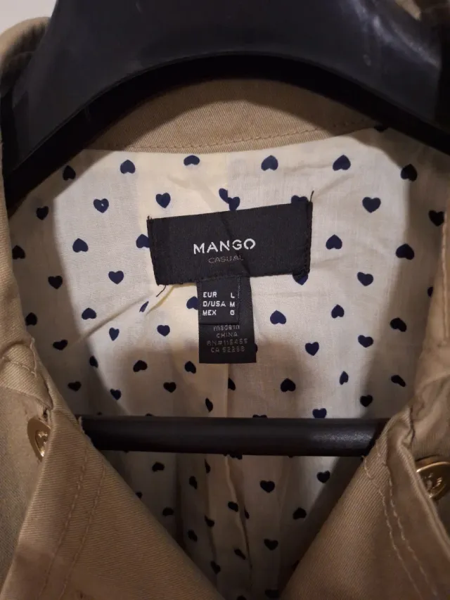 Gabardina Mango Beige Corta