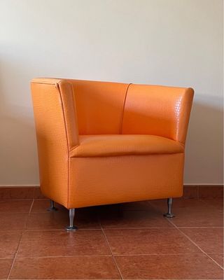 Sillon Retro Curvo Polipiel Naranja