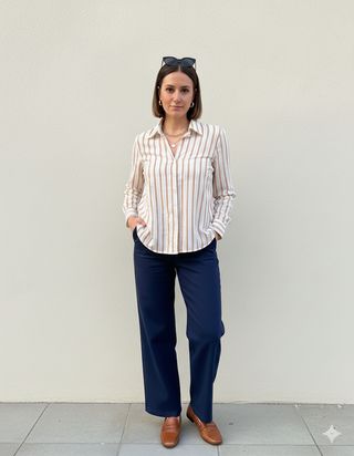 Camicia Donna Vintage A Righe Arancioni Tg 50