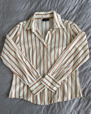 Camicia Donna Vintage A Righe Arancioni Tg 50