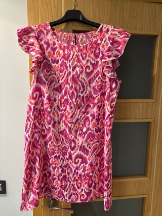 Vestido estampado rosa y fucsia