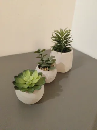 Lotto 3 Piante Artificiali Vaso Cemento