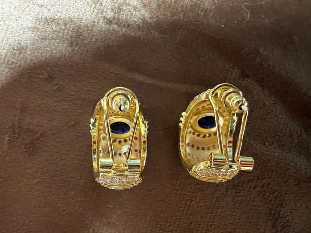 Pendientes vintage oro circonitas y zafiros
