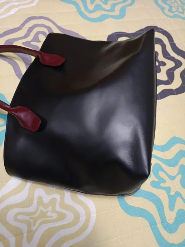 Bolso granate grande de piel