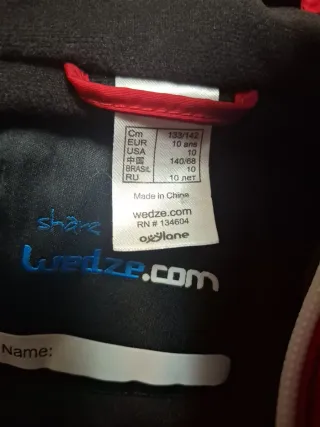 Mono esquí rojo Wedze. Tallas 8 y 10 años.