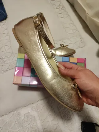 Zapatos dorados de gala o fiesta niña talla 37