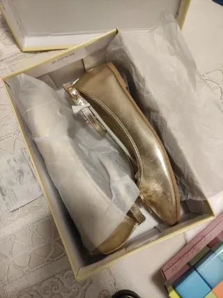 Zapatos dorados de gala o fiesta niña talla 37