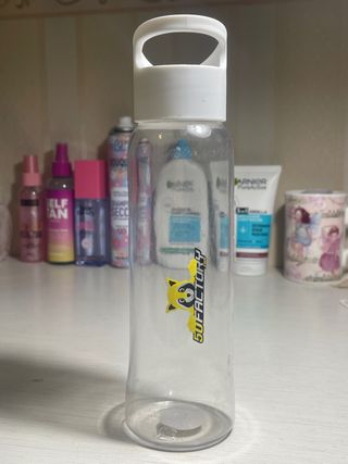 Borraccia trasparente con tappo bianco