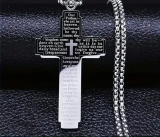 Cadena con colgante cruz Padre Nuestro