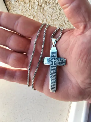 Cadena con colgante cruz Padre Nuestro