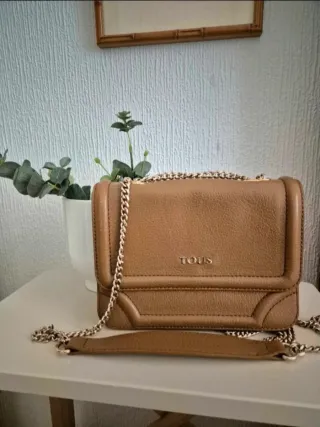 Bolso piel Tous marrón y dorado